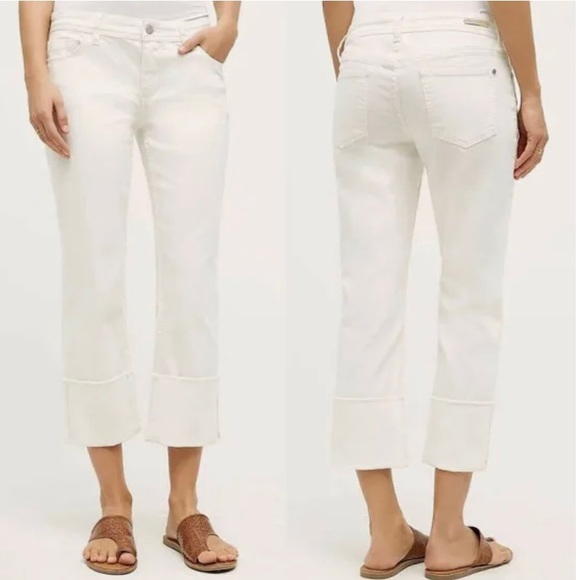 Pilcro and the Letterpress Denim - PILCRO and the Letterpress Hyphen Cropped White Cuff Jeans, Size 30